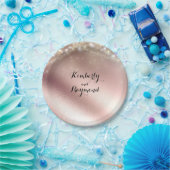 ライトとバラ金ゴールド結婚グリッター ペーパープレート (パーティー)