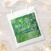 ライトとパーティクルの緑の冬のワンダーランド フェイバーバッグ (クリップ留めされた状態)