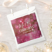 ライトとパーティクルを持つピンクの冬のワンダーランド フェイバーバッグ (クリップ留めされた状態)