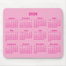 ライトとホットピンクの2026年カレンダー