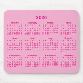 ライトとホットピンクの2026年カレンダー マウスパッド