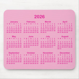 ライトとホットピンクの2026年カレンダー マウスパッド