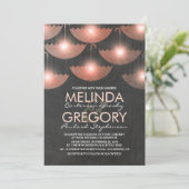 ライトと傘のチャルボードピンク結婚ズ 招待状 (スタンド正面)