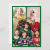 ライトと写真が付いた緑/Rクリスマスカード シーズンカード (裏面)