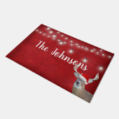 ライトと名前の付いたクリスマスの鹿 ドアマット (アングル)