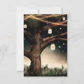 ライトと瓶が飾られた素朴な夜の木 ウェディング・ゲスト返答 出欠カード (裏面)