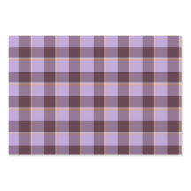 ライトな藤色と濃い茶色のチェック柄の紫の包装紙