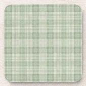 ライトなsageグリーンのチェック柄 コースター (正面)
