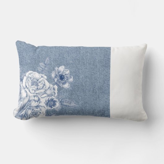 ライトによってはデニムの枕が開花します ランバークッション (正面)