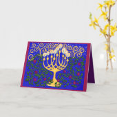 ライトによってハヌカー満たされるカード カード (黄色い花)