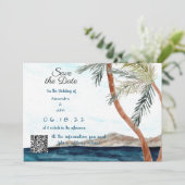 ライトに彩られたトロピカルビーチ Save the Date 招待状 (スタンド正面)