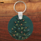 ライトのある夜のヴィンテージクリスマスツリー キーホルダー (裏面)