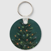 ライトのある夜のヴィンテージクリスマスツリー キーホルダー (裏面)