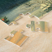 ライトのある夜のヴィンテージクリスマスツリー ジグソーパズル (側面)