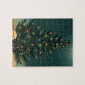 ライトのある夜のヴィンテージクリスマスツリー ジグソーパズル (横)