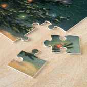 ライトのある夜のヴィンテージクリスマスツリー ジグソーパズル (側面)