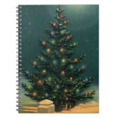 ライトのある夜のヴィンテージクリスマスツリー ノートブック (正面)