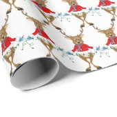 ライトのついたクリスマスのトナカイ ラッピングペーパー (ロールコーナー)