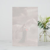 ライトのイメージのノスタルジックで旧式な女性及び馬はペット衰退します 便箋 (スタンド正面)