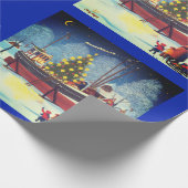 ライトのクリスマスのボート ラッピングペーパー (角)