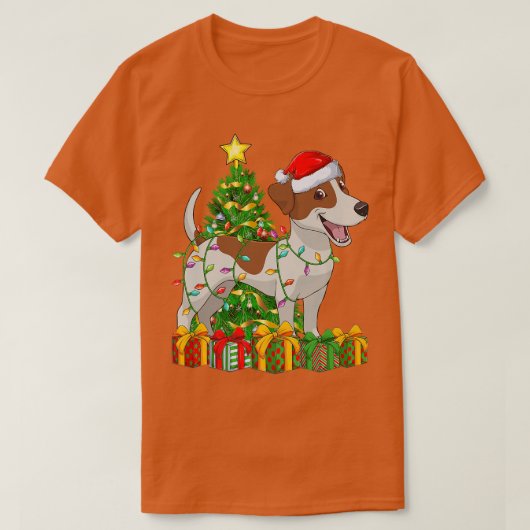 ライトのクリスマスツリーにマッチするジャックラッセルテリアC Tシャツ (デザイン正面)
