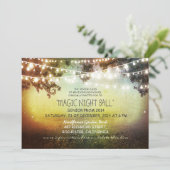 ライトのストリングが付いた素朴なプロムの招待状 招待状 (スタンド正面)