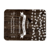 ライトのストリング ウッド サマー ウェディング Save the Date マグネット (横)