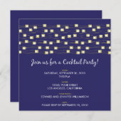 ライトのストリング カクテルパーティー ご招待（ネイビー） 招待状 (正面/裏面)