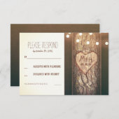 ライトの一連はRSVPカードを結婚するハートを切り分けました 出欠カード (正面/裏面)