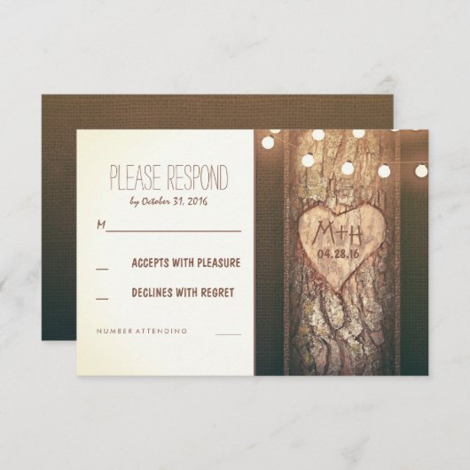 ライトの一連はRSVPカードを結婚するハートを切り分けました 出欠カード (正面/裏面)