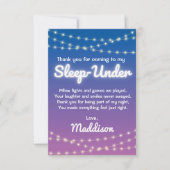 ライトの上で半分睡眠の下でパーティー サンキューカード (正面)