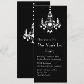 ライトの下での新年のお誘い（ブラック） 招待状 (正面/裏面)