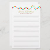 ライトの列の個人的なクリスマスライティング紙 便箋 (正面/裏面)