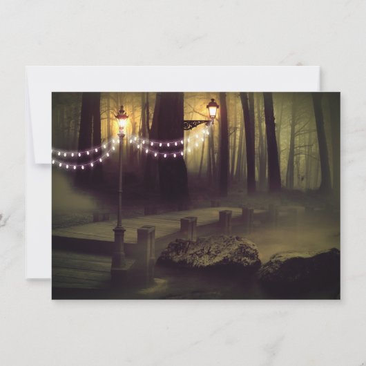 ライトの列の素朴結婚式招待状 招待状 (裏面)