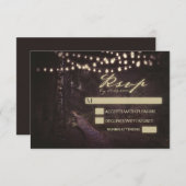 ライトの列ツリーパスウェディングRSVP 出欠カード (正面/裏面)