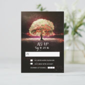 ライトの列ツリー結婚式RSVPカード 出欠カード (スタンド正面)