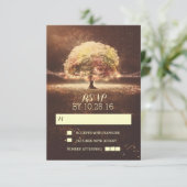 ライトの列ツリー結婚式RSVPカード 出欠カード (スタンド正面)