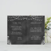 ライトの列ブラックチャックボード結婚式 プログラム (スタンド正面)