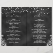 ライトの列ブラックチャックボード結婚式 プログラム (裏面)