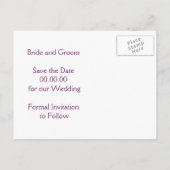 ライトの列,スノーフレーク結婚式の日付を保存 案内ポストカード (裏面)