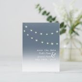 ライトの文字列アウトドア夕べ日付の保存 案内ポストカード (スタンド正面)