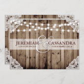 ライトの文字列 – ホワイトレース結婚式招待状 招待状 (正面/裏面)