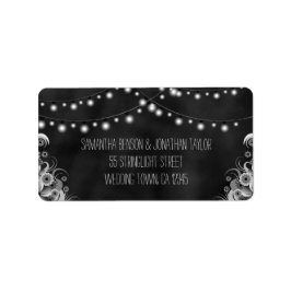 ライトの文字列Chalkboard中結婚式ラベル ラベル