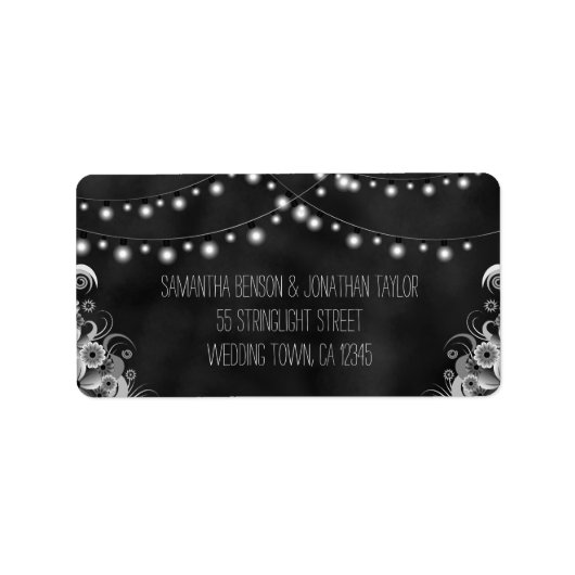 ライトの文字列Chalkboard中結婚式ラベル ラベル (正面)