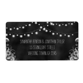 ライトの文字列Chalkboard大きな結婚式のラベル ラベル