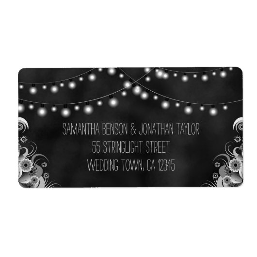 ライトの文字列Chalkboard大きな結婚式のラベル ラベル (正面)