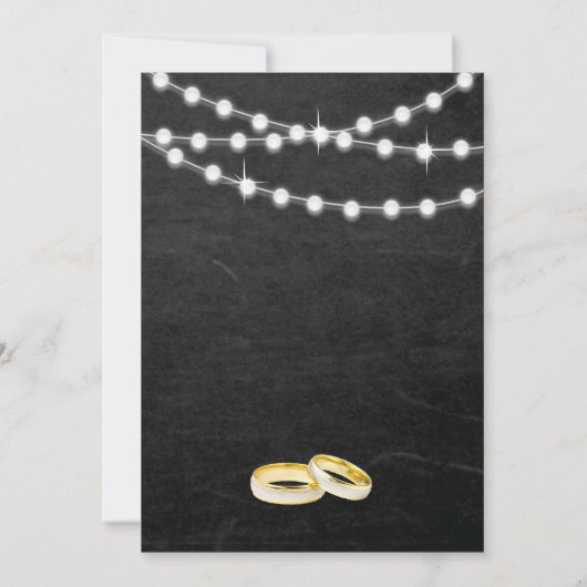 ライトの文字列Chalkboard背景 招待状 (裏面)