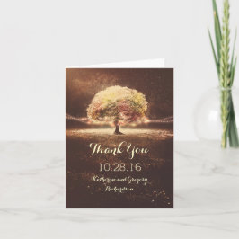 ライトの木の秋のウェディング感謝カード サンキューカード