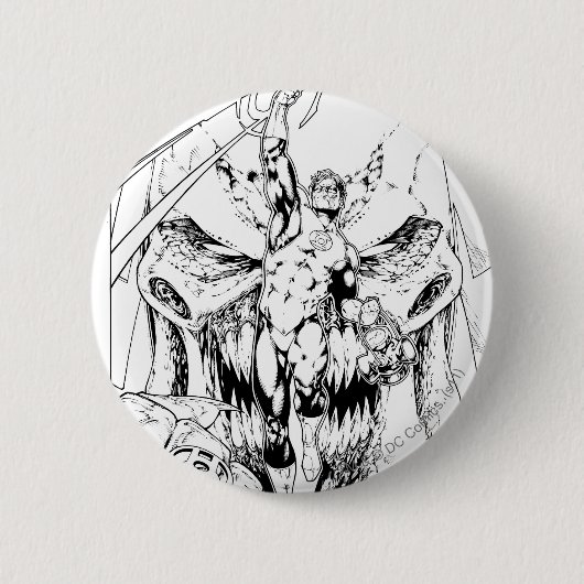 ライトの流れが付いている緑のランタン 缶バッジ (正面)