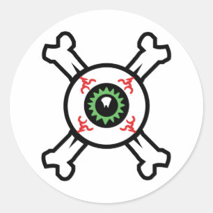 ライトの背景用の眼球とクロスボーン ラウンドシール